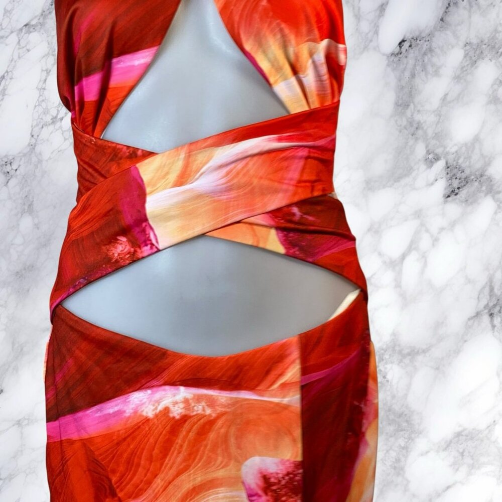 Superdown Pixie Halter Midi Dress - Pink Multi - image 6